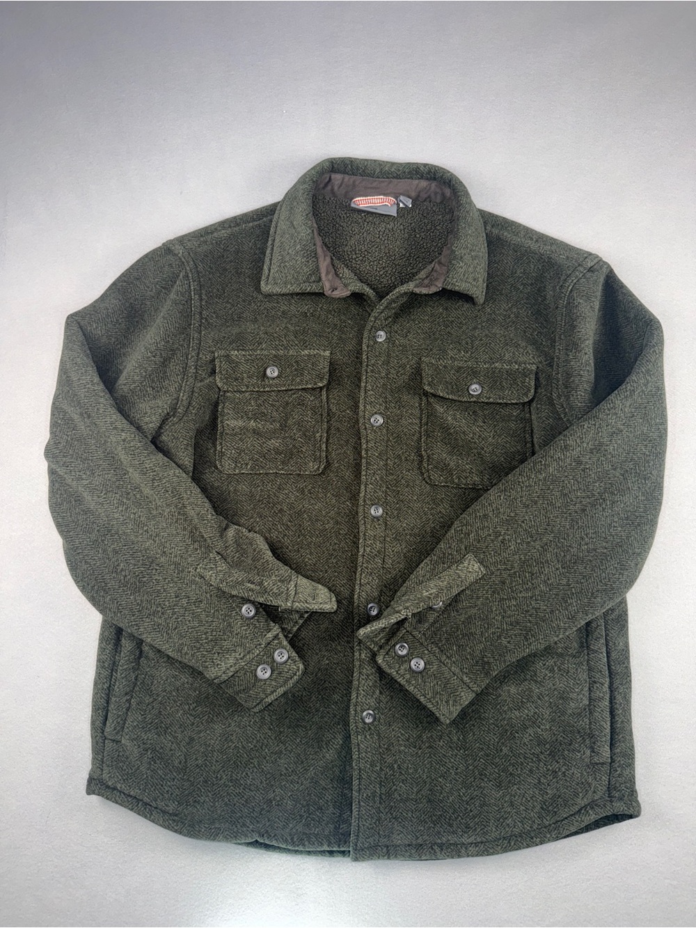 Rugged Elements Men's Sherpa Lined Olive Green Shirt Jacket